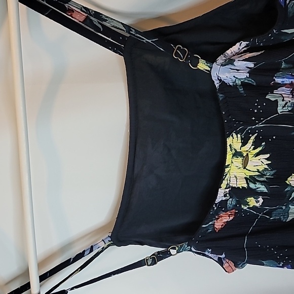 O'neill Floral Double Strap Flowy Low Back 100% Viscose Dress - Picture 6 of 8